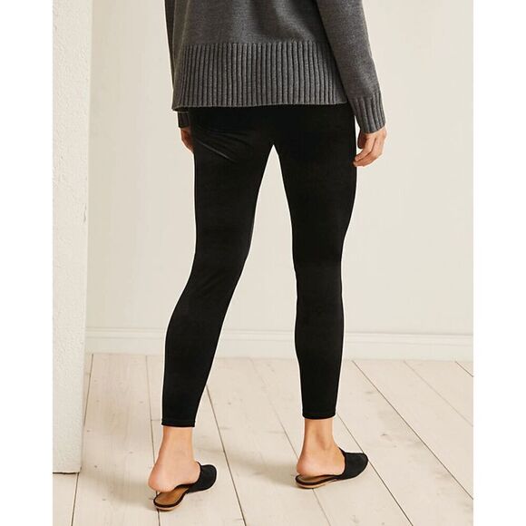 Eileen Fisher Black Velvet Leggings Perfect Fall Wardrobe Essential! High Waist - Picture 1 of 8